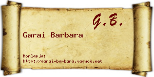 Garai Barbara névjegykártya